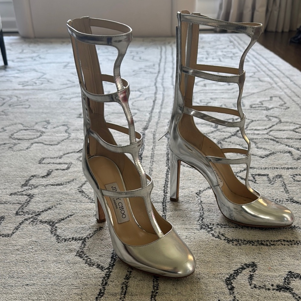 Jimmy Choo Silver Strappy Heels